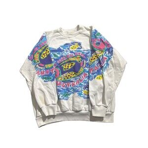 Vtg Everything Australia Sweatshirt XL Great Barrier Reef Colorful Double Sided
